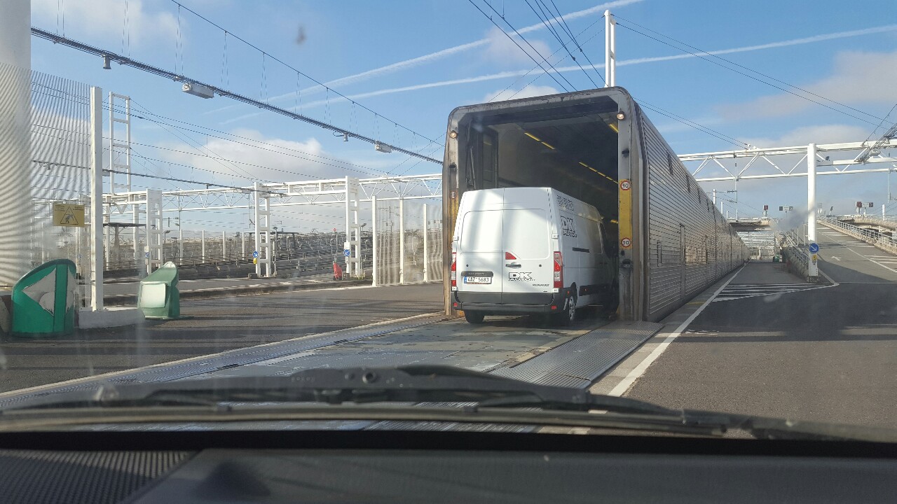 Driving onto the train