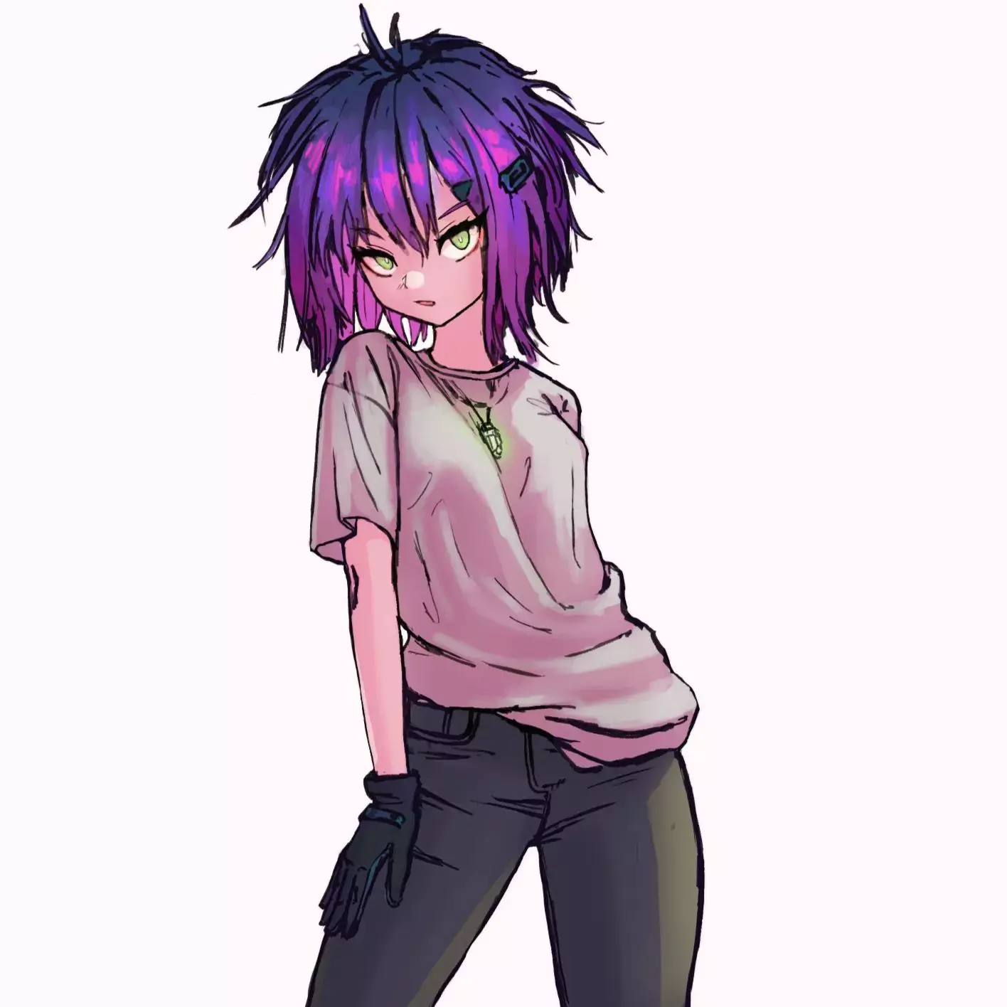 purple hair sketch